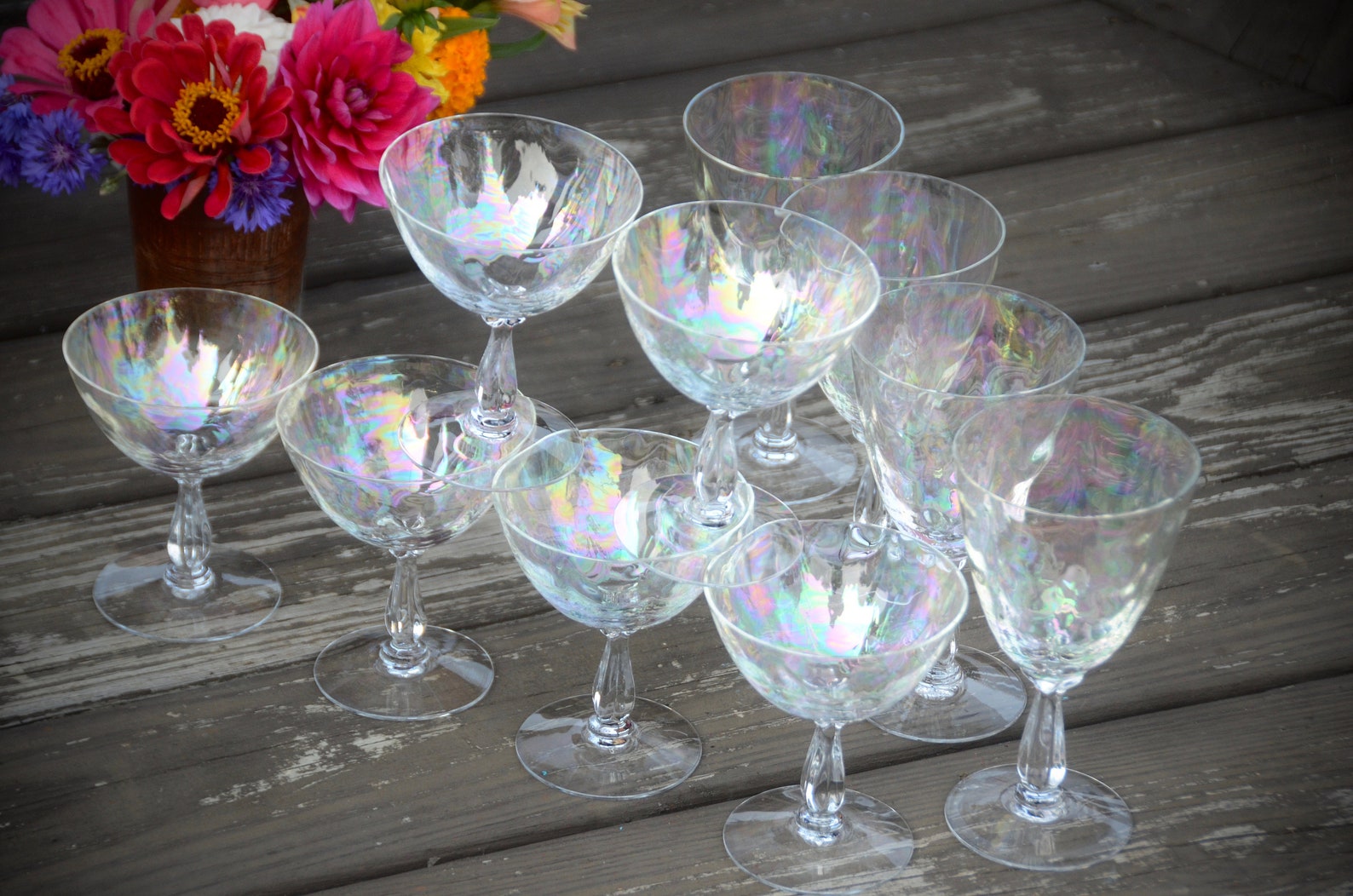 IRIDESCENT STEMWARE Fostoria Shell Pearl Wine Glasses Optic Etsy