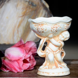 CHERUB TRINKET Dish | Cherub Soap Dish | Shabby Chic Bathroom/Vanity | Cherub Pedestal Dish Farmhouse|Cottage Bathroom|Christmas Angel #L306