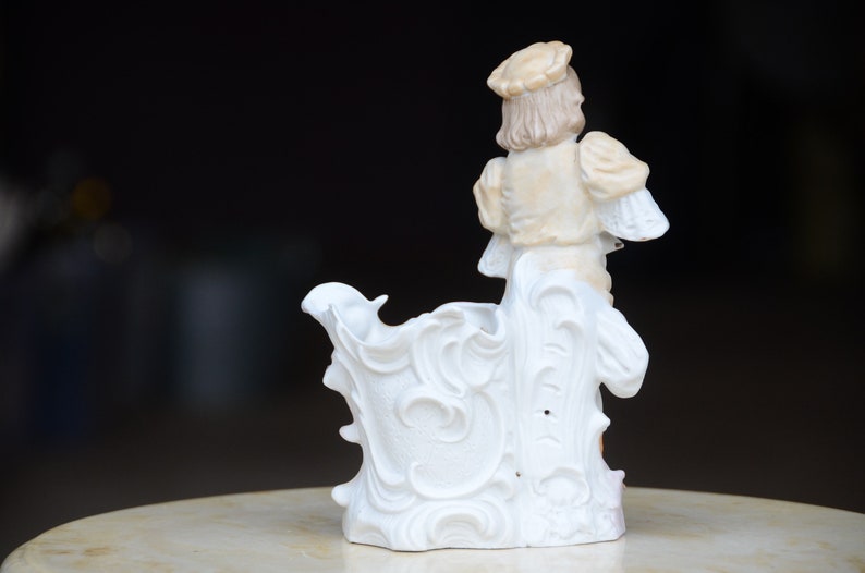 Rococo Victorian Figurine Planter Vase. Porcelain/Bone China Planter Vase.Rococo Decor. Victorian Vase. Edwardian Vase. Bisque Planter. #f5 image 4