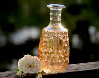 Vintage ORANGE GLASS Decanter | Marigold Thumbprint Decanter | Carnival Glass Bottle | Iridescent Amber Glass Decanter #A10-01