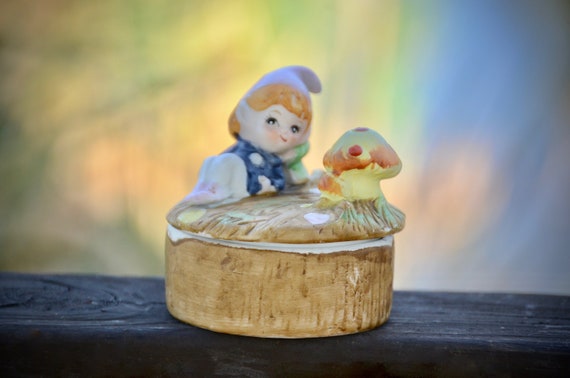 GARDEN GNOME Mushroom Fairy Box | Vintage Homco C… - image 9