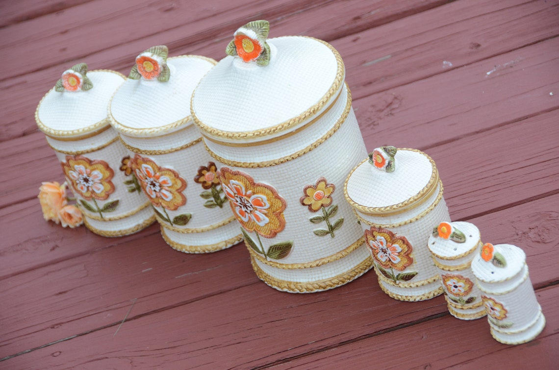 70er Jahre KüchenKanister Set SONNENBLUMEN Hippie | Etsy