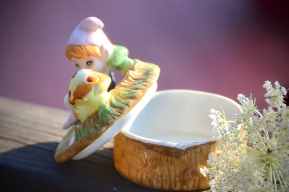 GARDEN GNOME Mushroom Fairy Box | Vintage Homco C… - image 5