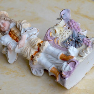 Rococo Victorian Figurine Planter Vase. Porcelain/Bone China Planter Vase.Rococo Decor. Victorian Vase. Edwardian Vase. Bisque Planter. #f5 image 5