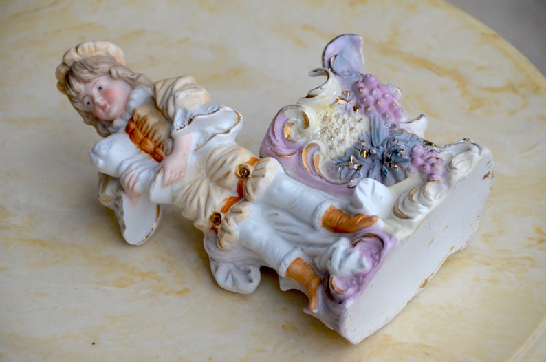 Rococo Victorian Figurine Planter Vase. Porcelain/Bone China Planter Vase.Rococo Decor. Victorian Vase. Edwardian Vase. Bisque Planter. #f5 image 5