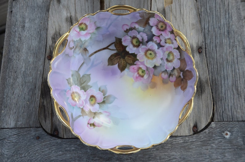 Purple and Yellow Cottage Chic Bowl #M301 NORITAKE HAND PAINTED Bowl Cherry Blossom Porcelain Bowl