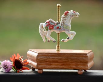 Mr Christmas Gold Label Porcelain Carillon Carousel Horse Works 30