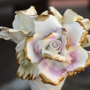 Vintage Capodimonte Porcelain Rose Vase: Rococo Shabby Chic Decor | Victorian Cottage Chic Floral Bouquet in Vase | Gift for Mom | #L1