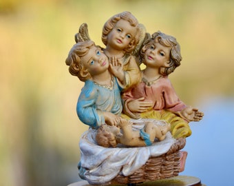 Fontanini ANGELS MUSIC BOX | Silent Night Music | Nativity Scene | Baby Jesus |Christian Religious Gifts |Made in Italy|Italian Depose #A121