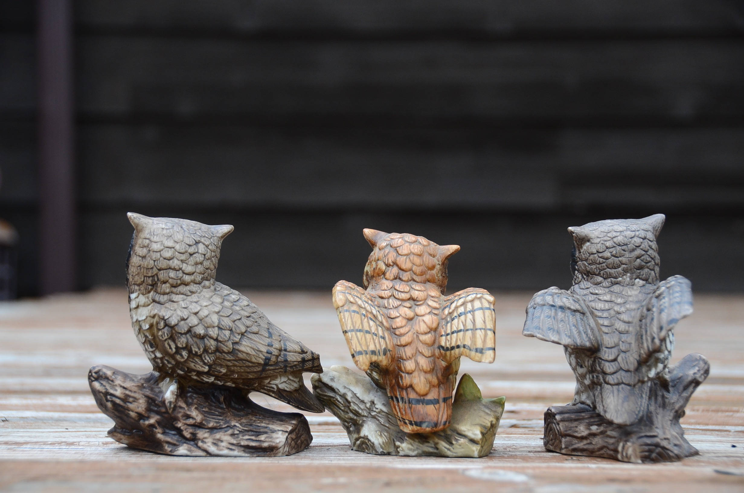 ヴィンテージ Homco 陶器製フクロウの置物：ミッドセンチュリー