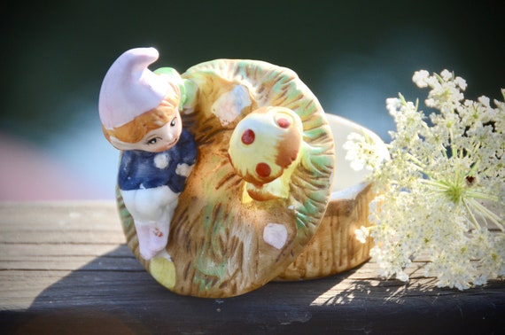 GARDEN GNOME Mushroom Fairy Box | Vintage Homco C… - image 4