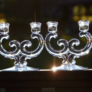 Vintage Fostoria CANDLEHOLDER Double-Light Century Pattern | Sold in Pairs | Elegant Glass | Wedding Centerpiece | Christmas Table | #WW120