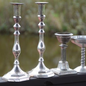 Silver Metal Candlesticks | Made in India Silver Candlestick Holders | Raimond Italy Pewter Grapevine Champagne Goblet | Gothic Decor #W12