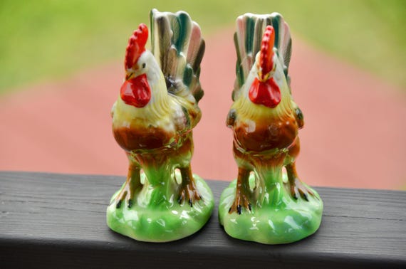 ROOSTER FIGURINES | Chicken Figurines | Mid-century Chickens