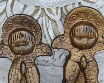 Vintage Gold Paper Mache Christmas Angel Figurines - Made in Italy #A22