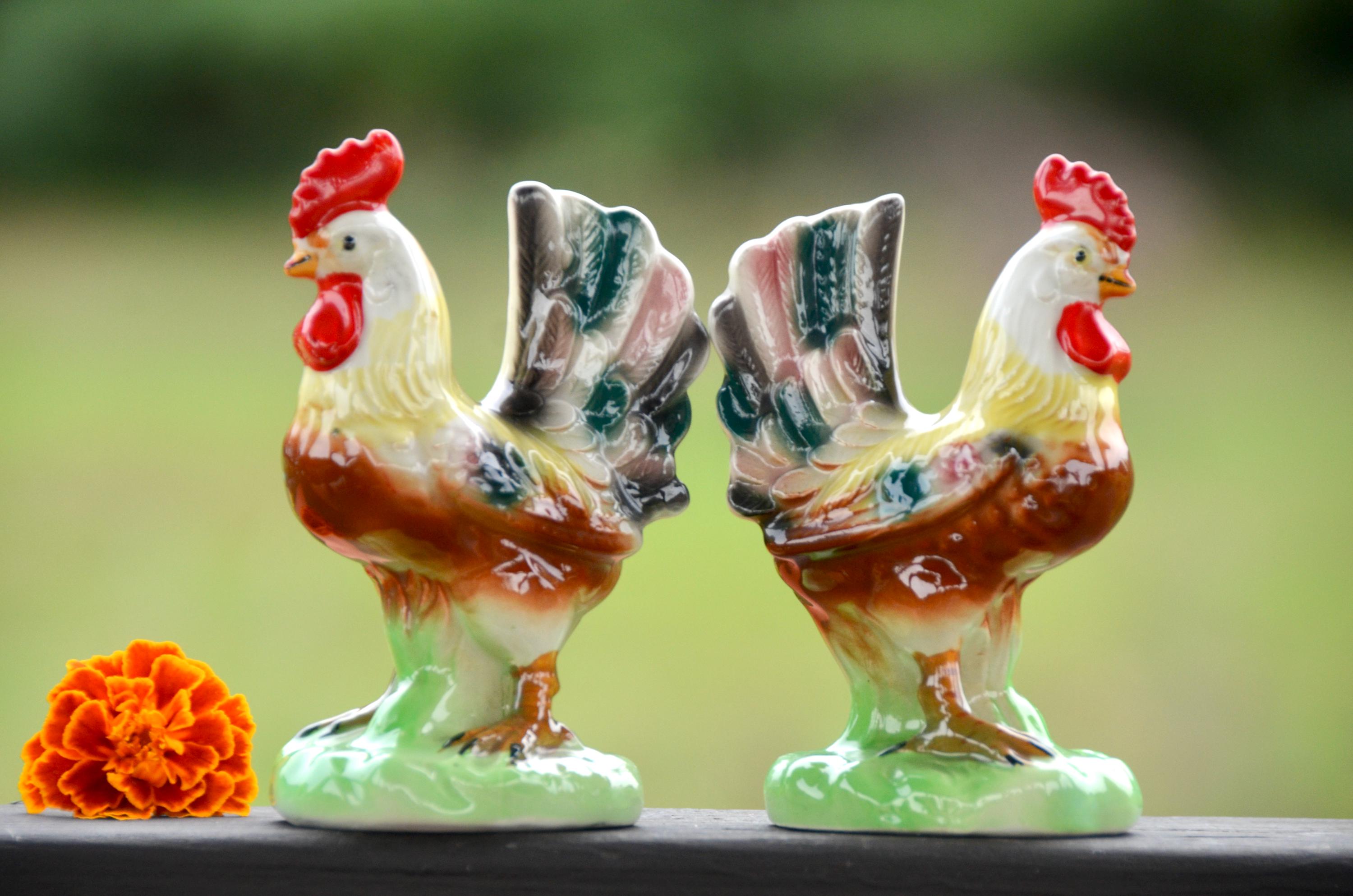 品質のいい ROOSTER FIGURINES | Chicken Figurines | Mid-century Chickens モビール
