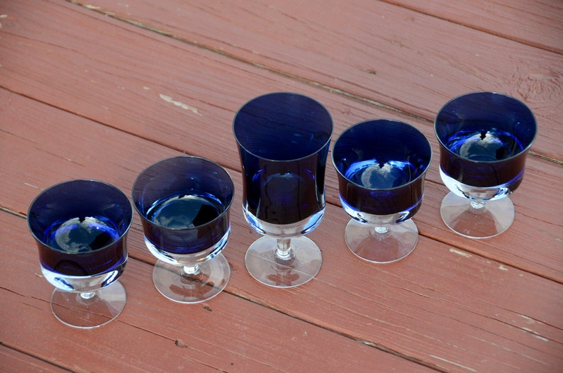 Denby Mirage blått glasglas från mitten av århundradet: Vin-/vattenbägare #N128 bild 10