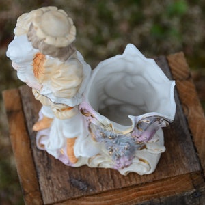 Rococo Victorian Figurine Planter Vase. Porcelain/Bone China Planter Vase.Rococo Decor. Victorian Vase. Edwardian Vase. Bisque Planter. #f5 image 10