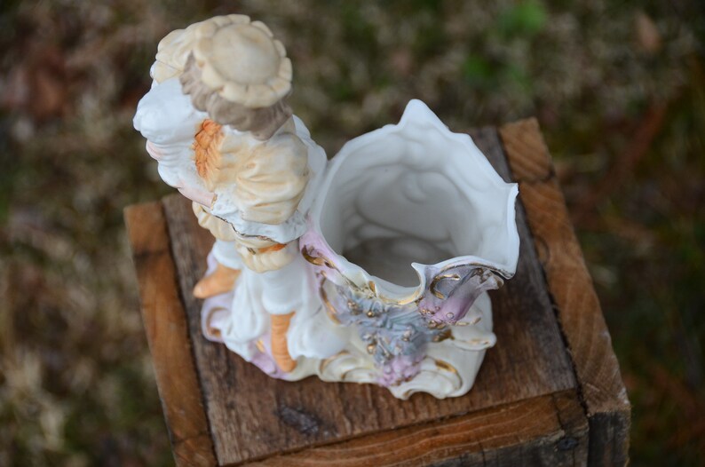 Rococo Victorian Figurine Planter Vase. Porcelain/Bone China Planter Vase.Rococo Decor. Victorian Vase. Edwardian Vase. Bisque Planter. #f5 image 10
