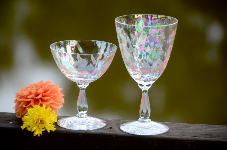 IRIDESCENT STEMWARE Fostoria Shell Pearl Wine Glasses Optic Etsy