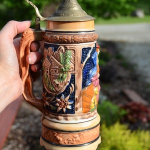 Vintage Beer Stein. Barware Stoneware/Ceramic. Oktoberfest. Collectible Mug/Steins. Gifts For Him. Gift for Groom. #K2