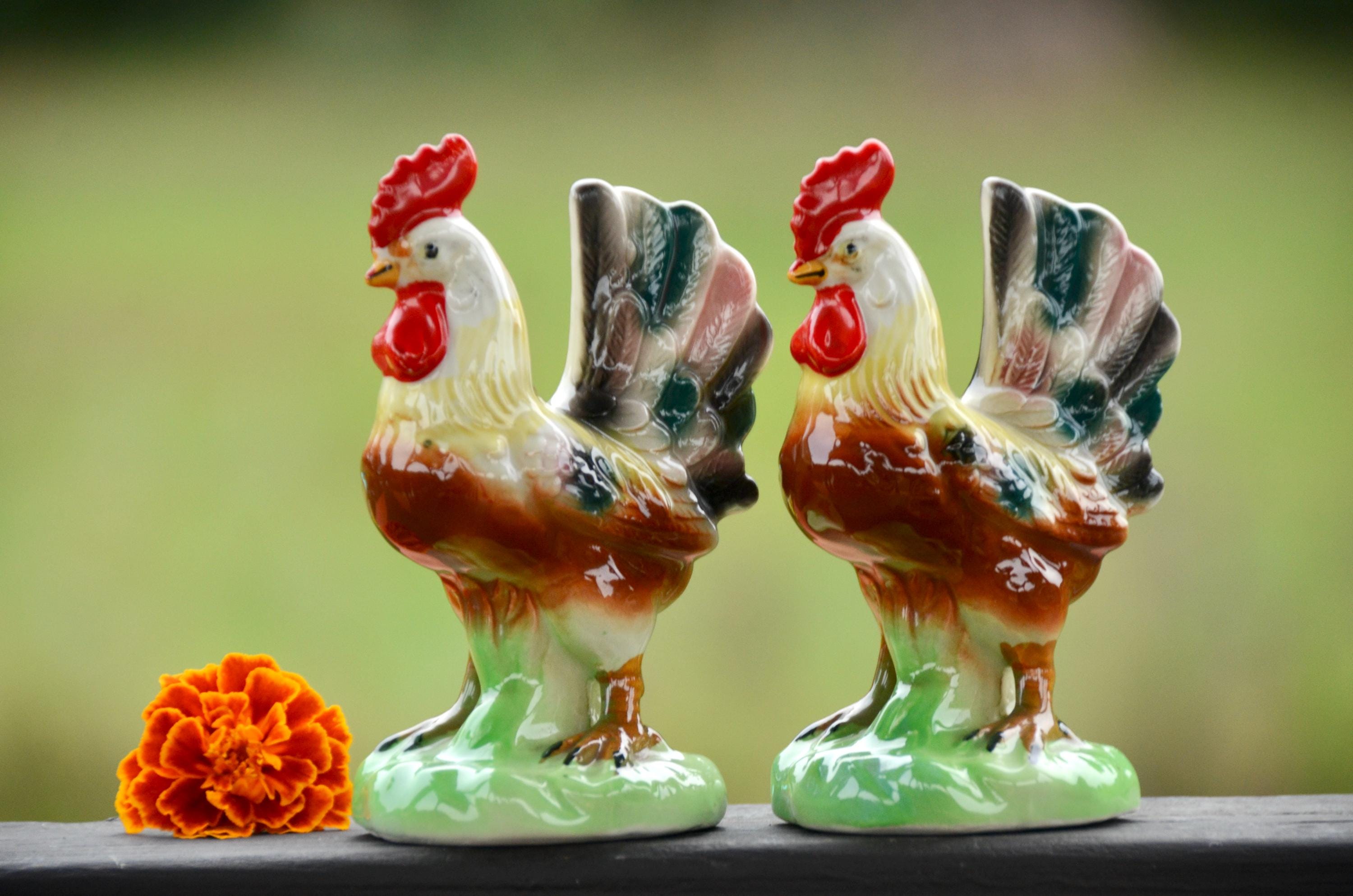 ROOSTER FIGURINES | Chicken Figurines | Mid-century Chickens