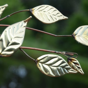 Mid-Century Metal LEAVES WALL Art | Brass Leaves Copper Stem MCM Wall Decor | Mid Century Metal Spray | Mid-Century Decor
