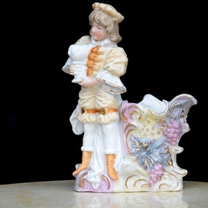 Rococo Victorian Figurine Planter Vase. Porcelain/Bone China Planter Vase.Rococo Decor. Victorian Vase. Edwardian Vase. Bisque Planter. #f5 image 1