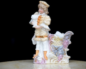 Rococo Victorian Figurine Planter Vase. Porcelain/Bone China Planter Vase.Rococo Decor. Victorian Vase. Edwardian Vase. Bisque Planter. #f5