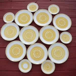 Royal China Casablanca Mustard Yellow Plate: Vintage Boho Dinnerware | Sold Per Dish | Retro Yellow Dishes #WW