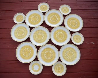 Royal China CASABLANCA Mustard Yellow Plates | Made in USA | Royal-Ironstone Yellow | Boho Hippie MOD Dinnerware