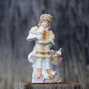 Rococo Victorian Figurine Planter Vase. Porcelain/Bone China Planter Vase.Rococo Decor. Victorian Vase. Edwardian Vase. Bisque Planter. #f5 image 8