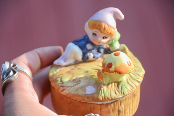 GARDEN GNOME Mushroom Fairy Box | Vintage Homco C… - image 8