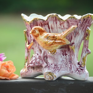 Ceramic BIRD PLANTER Vase | Cottage Chic Home Decor | Mid Century Vase Succulent Planter