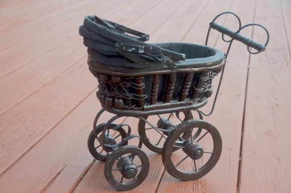 antique wicker baby doll carriage