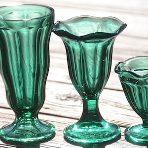 Mid-Century SUNDAE PARFAIT GLASSES|Anchor Hocking Teal Green|Ice Cream, Soda Shop, Sherbet, Fountain, Milkshakes Glasses Dessert Glasses #K6