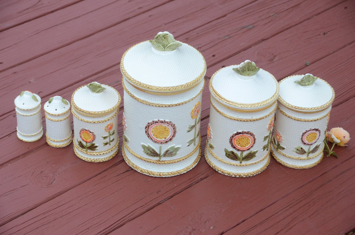 70er Jahre KüchenKanister Set SONNENBLUMEN Hippie | Etsy