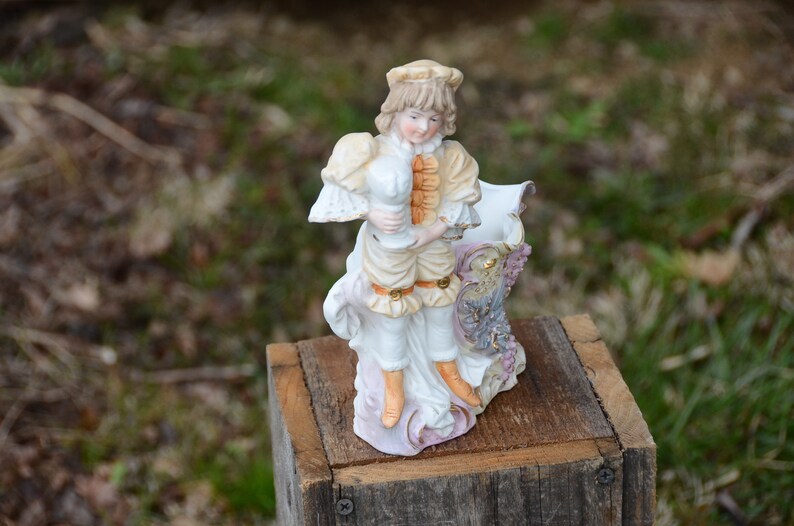Rococo Victorian Figurine Planter Vase. Porcelain/Bone China Planter Vase.Rococo Decor. Victorian Vase. Edwardian Vase. Bisque Planter. #f5 image 9