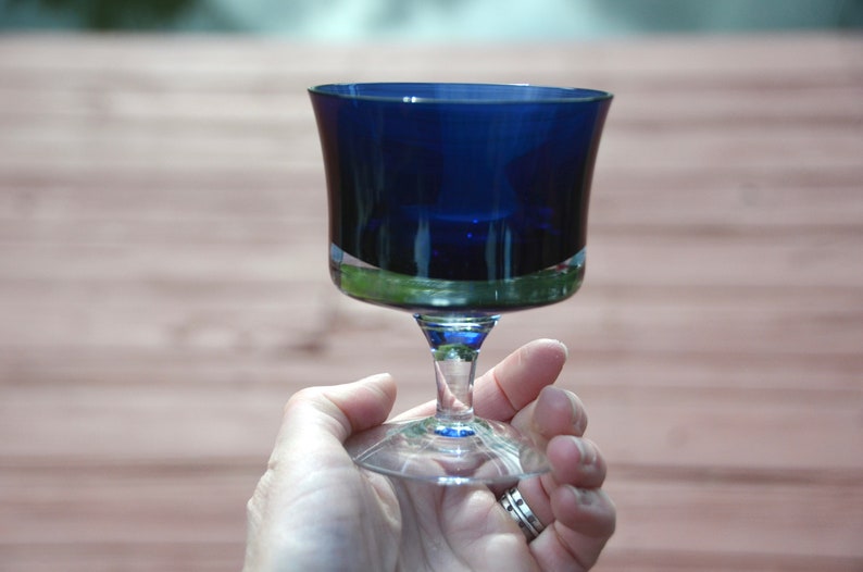 Denby Mirage blått glasglas från mitten av århundradet: Vin-/vattenbägare #N128 bild 5