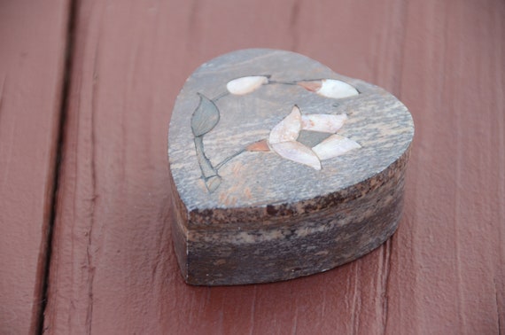 Vintage SOAPSTONE HEART BOX | Boho Decor | Made i… - image 7