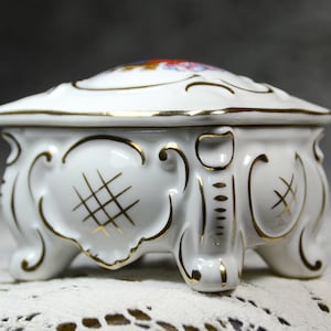 Vintage Jewelry Casket German Porcelain | Porcelain Trinket/Jewelry Box | Porcelain Dresser Box | Shabby Chic Gift. Keepsake Box. #51157