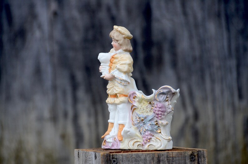 Rococo Victorian Figurine Planter Vase. Porcelain/Bone China Planter Vase.Rococo Decor. Victorian Vase. Edwardian Vase. Bisque Planter. #f5 image 6