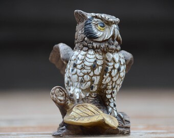 ヴィンテージ Homco 陶器製フクロウの置物：ミッドセンチュリー