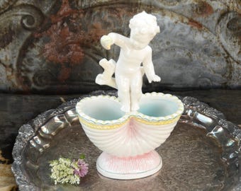 CHERUB BLUMENKETTE | Made in Italy Cherub Engel Übertopf mit Muschel | Füllhorn Blumentopf | Rokoko Victorian Planter Italy | LE 43|XX3