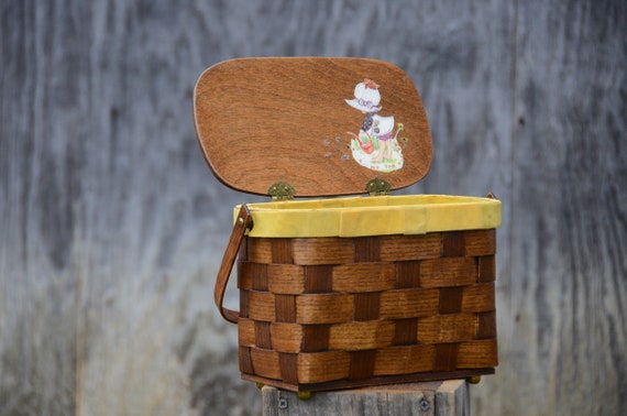 Retro Caro Nan Style Basket Purse. Wood Mid-Centu… - image 2