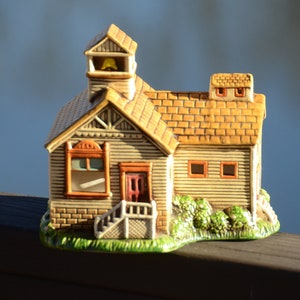 Vintage Ceramic Christmas Village Schoolhouse - Schmid Americana 1989