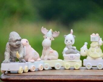 precious moments 置物　4個 Precious Moments Birthday Circus Animal Train Figurines