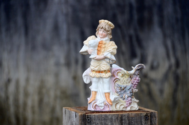 Rococo Victorian Figurine Planter Vase. Porcelain/Bone China Planter Vase.Rococo Decor. Victorian Vase. Edwardian Vase. Bisque Planter. #f5 image 2