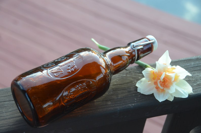 Vintage AMBER GLASS Grolsch Beer Bottle With Latch Man Cave Etsy