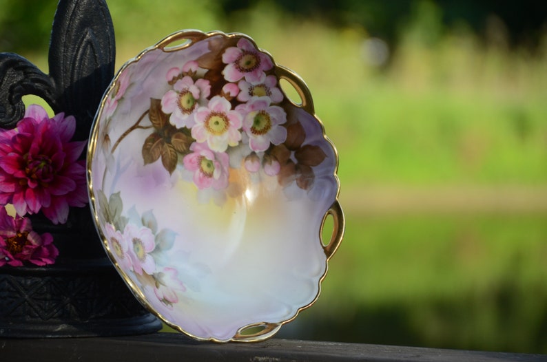 Purple and Yellow Cottage Chic Bowl #M301 NORITAKE HAND PAINTED Bowl Cherry Blossom Porcelain Bowl